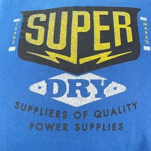 RARE SUPERDRY Men’s Original “Jin Jab” Tee Blue/Yellow/White Tee in EUC US Sz L